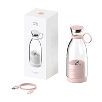 ピンク  350ml 【ステンレス製4枚刃ブレード ❤USB充電式】
